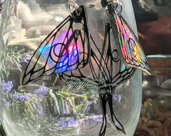 Starlight Moon Suncatcher Luna Moth Fairy Wing Earrings
