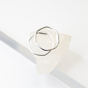 10mm Hexagon Creolen 925er Sterling Silber Echtsilber, mini klein filigran Hoops Huggies Huggie Huggy Ohrringe Rund Silber, Geometrisch
