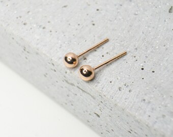 Rosegold Kugel Ball Studs 925er Sterling Silber mit Rosegoldlegierung  Rotgold Geometrisch klein minimalistisch tiny cute Echtsilber rund