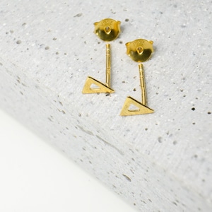 Dreeick stud earrings made of 925 sterling silver with real gold alloy, minimalist, geometric, handmade, mini, filigree, earrings