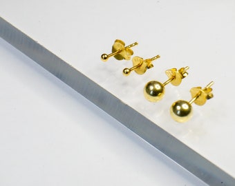 2mm/3mm/6mm 925er Sterling Silber Kugel Ohrstecker mit 14K Echtgoldlegierung, Studs, klein, gold, minimalistisch, niedlich, super klein
