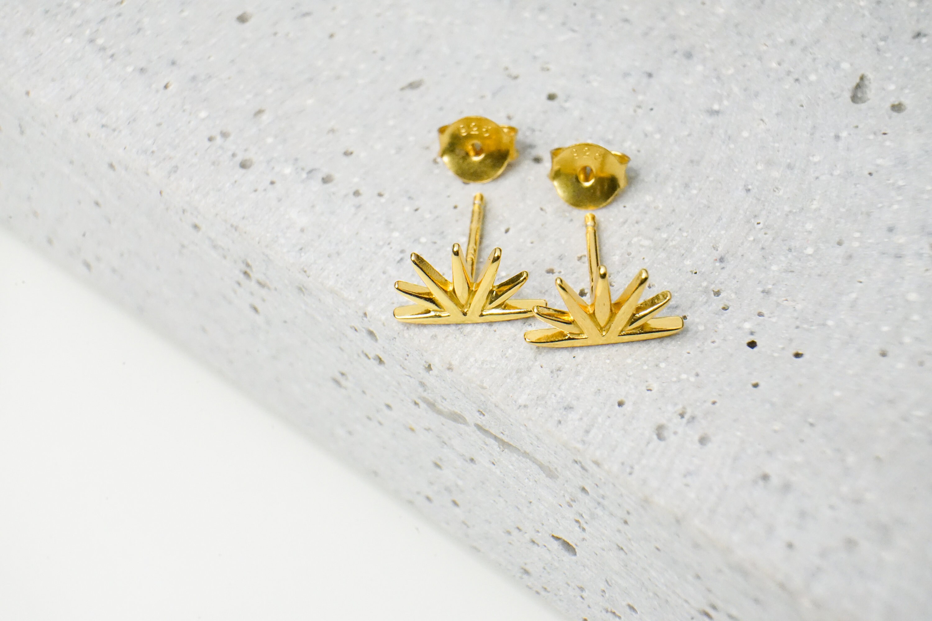 Spike Stud Earrings in 925 Sterling Silver With Real Gold Etsy UK
