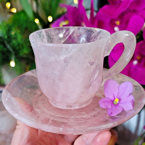 Rose Quartz Crystal Teacup Set C509rq1 Etsy
