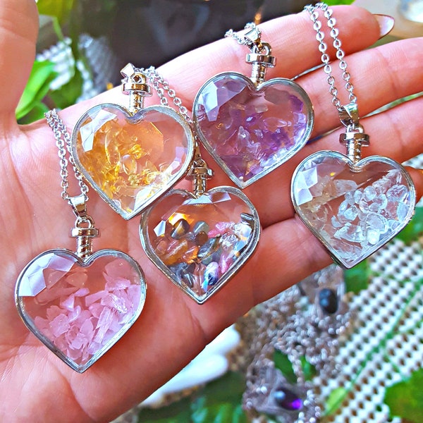 Crystal Chips in Faceted Glass Hearts - # SC-P35