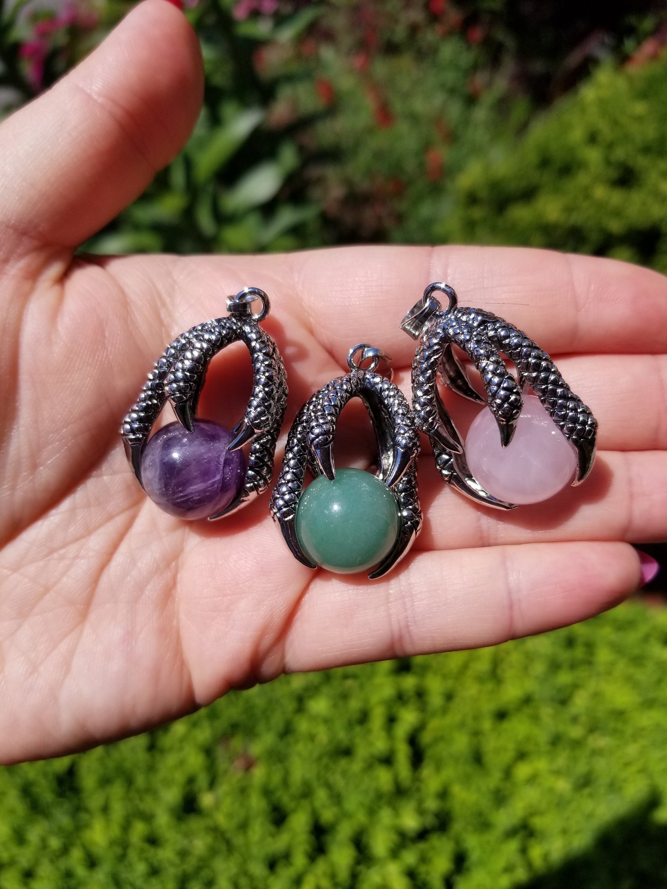 Dragon Claw Crystal Ball Pendant Dragon Necklace Dragon Etsy