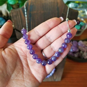 Amethyst Beads Necklace - Amethyst Necklace # SC-P53