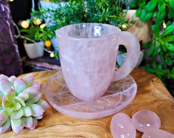 Rose Quartz Crystal Teacup Set - # C-509rq1