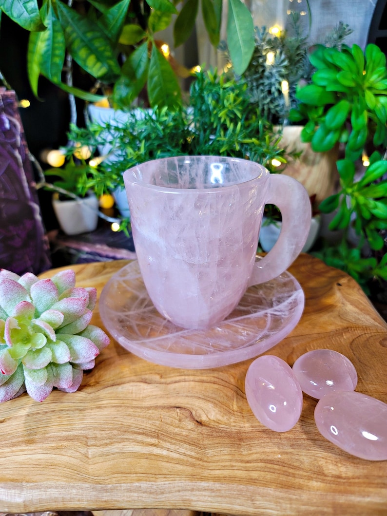 Rose Quartz Crystal Teacup Set C-509rq1 image 1