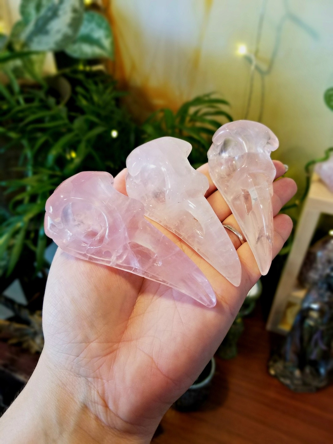 SKULL - Rose Quartz - Large 4.5 inch - China - NEW722 main image 1