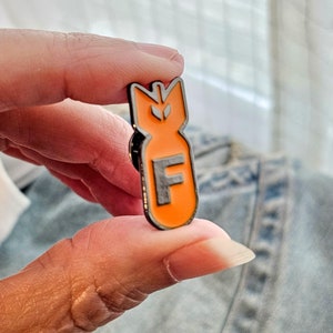 F Bomb Enamel Pin: Sarcastic Silvery-Gunmetal Accessory