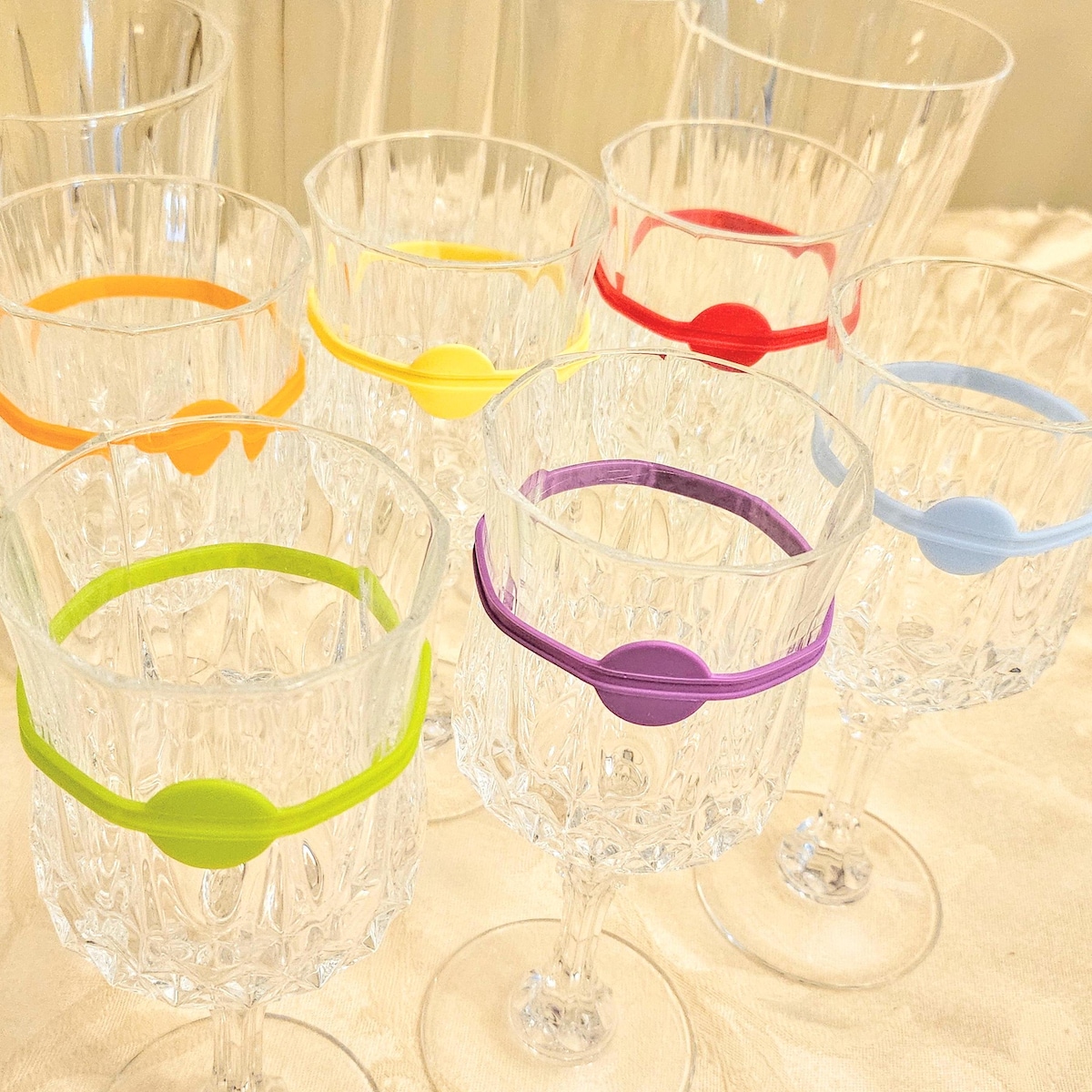 Silicone Drink Markers: Colorful Wine Glass Charms, Set of 6 - Etsy