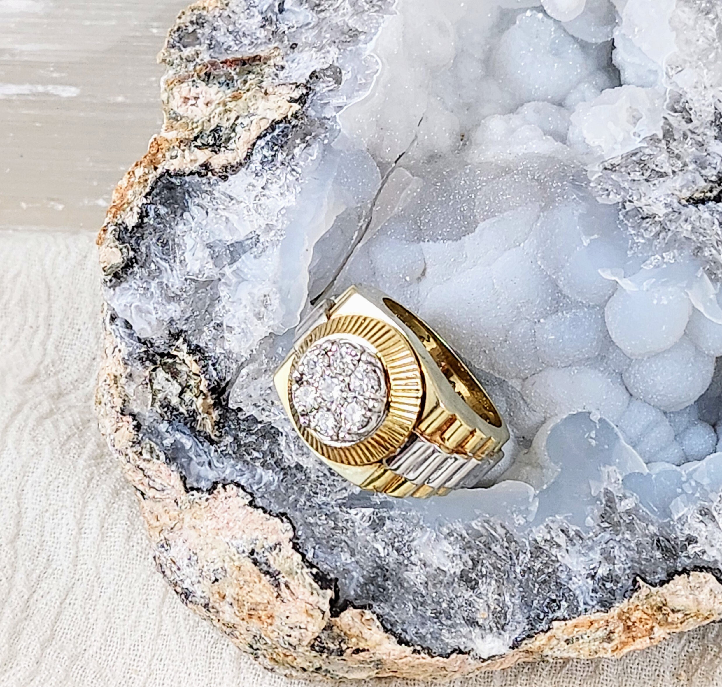 Men s Stylish Rolex Presidential Ring 14k Solid Two Tone Yellow white Gold 7 Natural Diamonds Totaling 1ct Size 10 SHANK SURPRISE Etsy Canada
