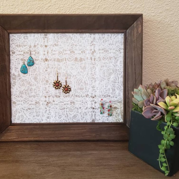 Reclaimed Massiv Walnuss Gerahmte Ohrringe Display