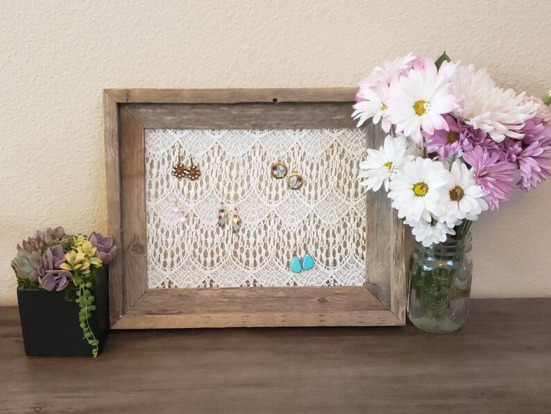 Medium Barn Wood Framed Earring Display