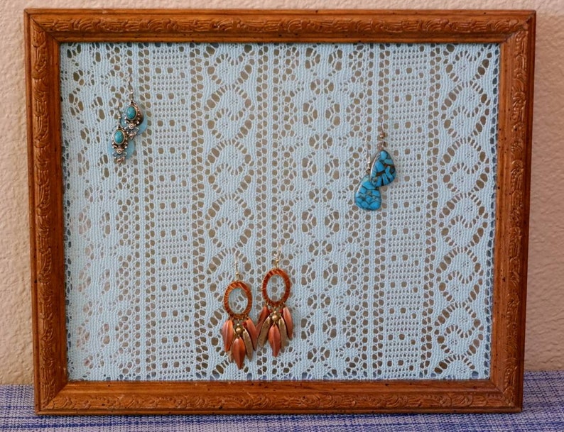 Weathered Oak Engraved Wood Earring Holder