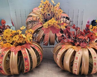 Pumpkins, Canning Lid/ Fall, Thanksgiving, Halloween, Autumn  decorations, Orange