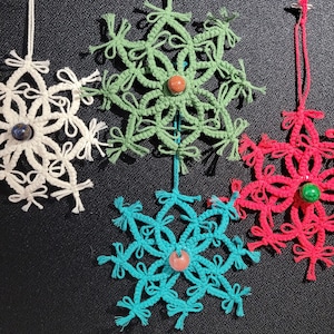 Macrame Christmas Holiday Tree Snowflake Ornaments