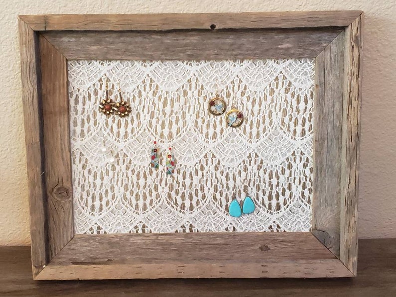 Medium Barn Wood Framed Earring Display