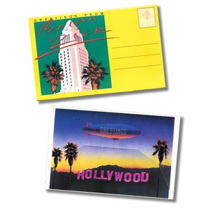 Rare Collectible Brian Zick Self-Promotion Foldout Postcard, 12 Hollywood/Los Angeles-Themed Illustrations