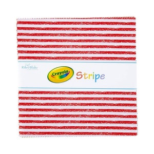May include: Red and white striped fabric with a Crayola Stripe label. The fabric has a textured, hand-drawn look.