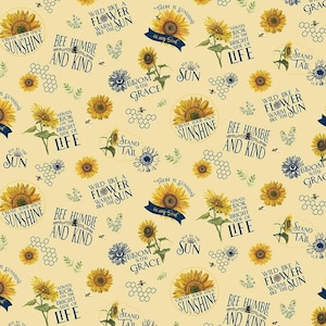 Honey Bees and Flowers Please (Sold by the 1/4 Yard)
