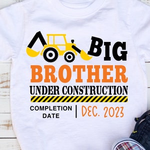 Big Brother under construction SVG PNG Files for cutting machines, digital clipart, baby birth announcement, promoted to big brother image 1