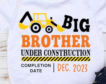 Big Brother under construction SVG PNG Files for cutting machines, digital clipart, baby birth announcement, promoted to big brother