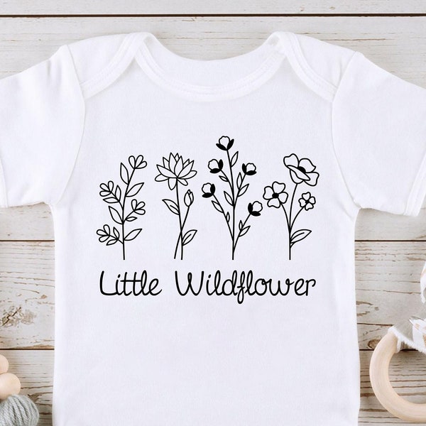 Little Wildflower SVG PNG Files for cutting machines, digital clipart, wild flowers, baby girl, boho, plants