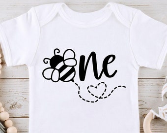 First birthday bee SVG PNG Files for cutting machines, digital clipart, one, bumble bee, heart