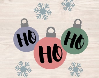 Christmas Ho Ho Ho SVG PNG, Ornaments, Snowflakes (Digital Download)