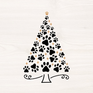 Paw Christmas tree SVG PNG Files for cutting machines, digital clipart, dog , cat