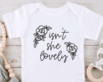 Isn't she lovely SVG PNG Files for cutting machines, digital clipart, baby girl, saying, nursery, floral, roses