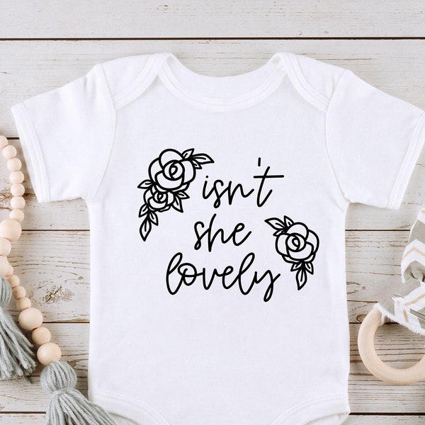 Isn't she lovely SVG PNG Files for cutting machines, digital clipart, baby girl, saying, nursery, floral, roses