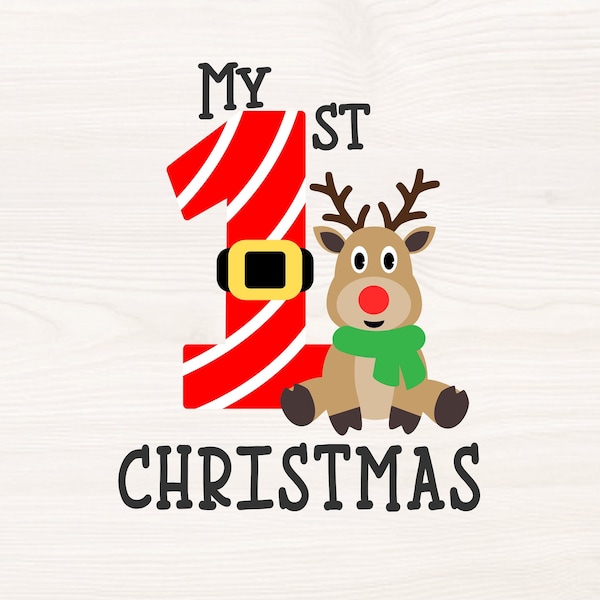 My first Christmas SVG PNG Files for cutting machines, digital clipart, baby's first christmas, reindeer, rudolph