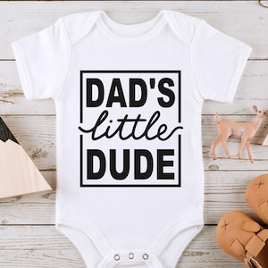 Dad&#39;s little dude SVG PNG Files for cutting machines, digital clipart, onesie, baby boy, saying, nursery,