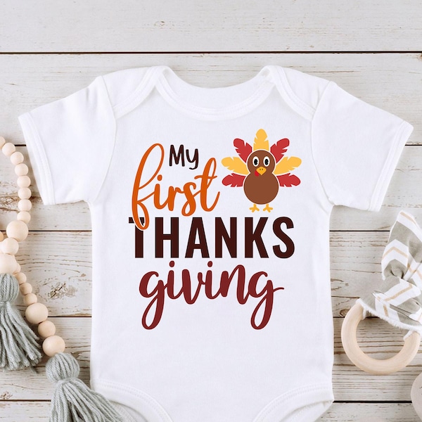 My first Thanksgiving SVG PNG Files for cutting machines, digital clipart, baby's first thanksgiving, little turkey, fall