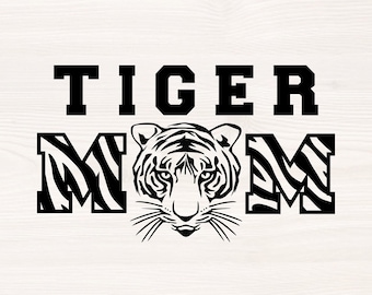 Tiger mom SVG PNG Files for cutting machines, digital clipart, sports, pride, team, football, basketball, school sports team, tiger head