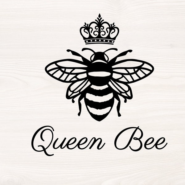 Queen Bee SVG PNG Files for cutting machines, digital clipart, crown, bumble bee