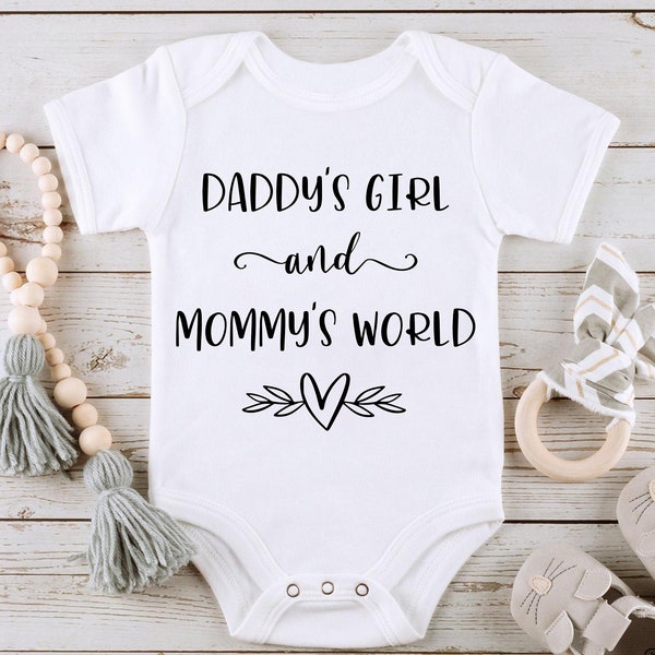 Daddy's Girl and Mommy's World SVG PNG Files for cutting machines, digital clipart, onesie, baby girl, saying, nursery