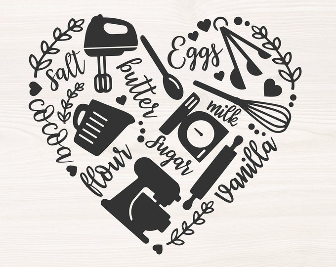 Baking Icons and Ingredients SVG PNG Files for Cutting - Etsy