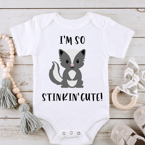 I'm so stinkin' cute SVG PNG Files for cutting machines, digital clipart, onesie, nursery, skunk, tail, little stinker, woodland animal,