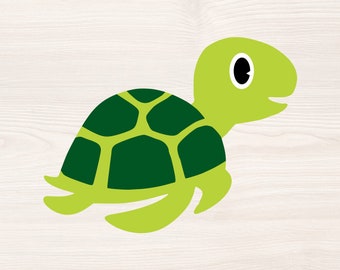 Sea turtle SVG PNG Files for cutting machines, digital clipart, tropical, swimming turtle, smiling