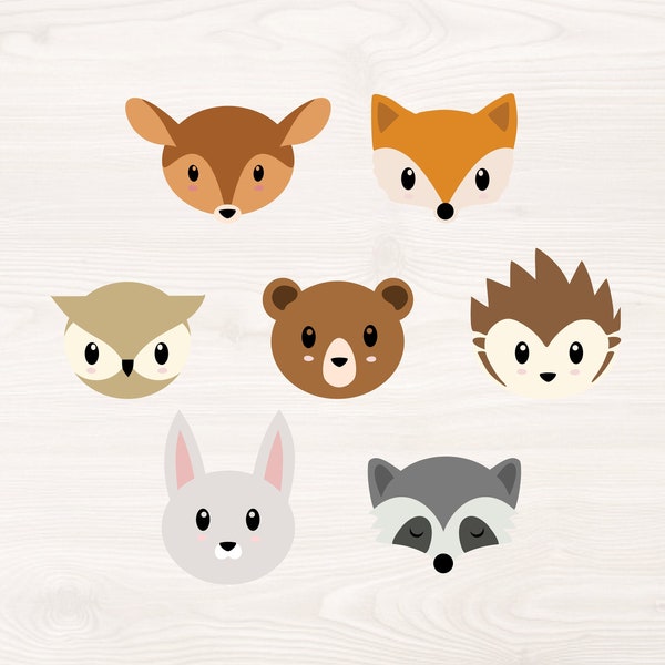 Woodland animals SVG PNG Files for cutting machines, digital clipart, deer, fox, owl, bear, porcupine, bunny, racoon, nursery