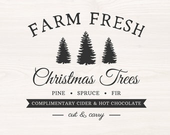Farm Fresh Christmas Trees SVG, Pine Spruce Fir Clipart (Digital Download)
