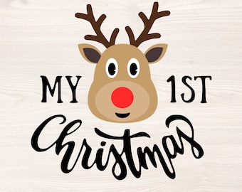 My first Christmas SVG PNG Files for cutting machines, digital clipart, baby&#39;s first christmas, reindeer, rudolph