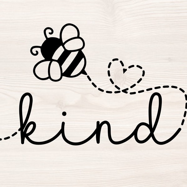 Bee Kind SVG PNG Files for cutting machines, digital clipart, be kind, bumble bee