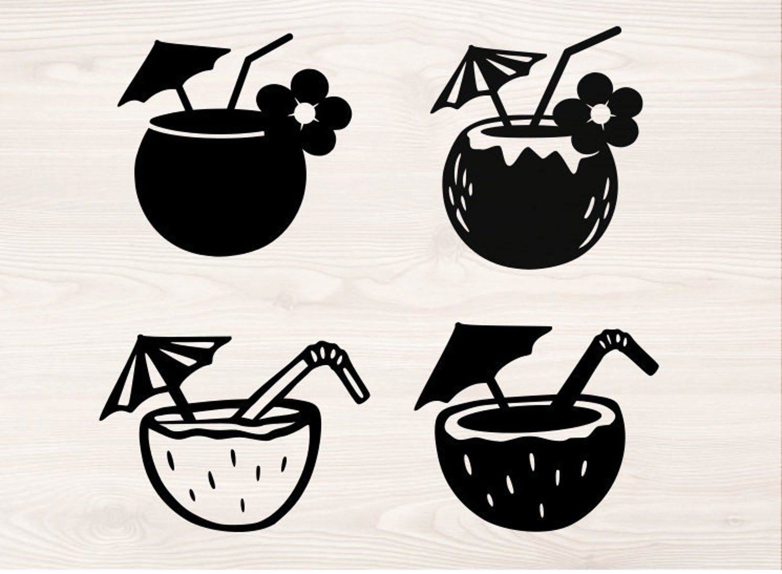 Tropical Drinks SVG PNG Files for Cutting Machines, Digital Clipart