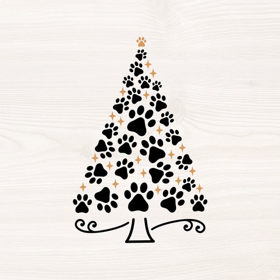 File SVG PNG con albero di Natale a forma di zampa per macchine da taglio, clipart digitali, cane, gatto - Italia