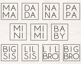 Family Names Square Frame SVG PNG Clipart (Digital Download)
