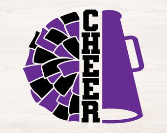 Cheer Pom Poms und Megaphon SVG PNG Dateien für Schneidemaschinen, digitale Clipart, Cheerleader, jubeln